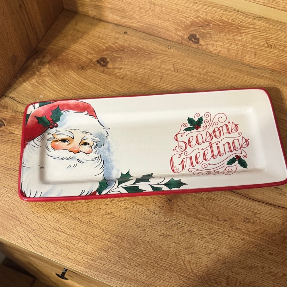 St. Nicholas Square Red and Green Santa Tray